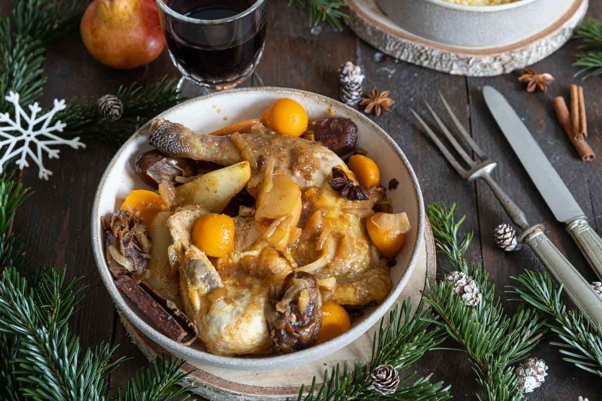 Tajine de pintade aux épices de Noël