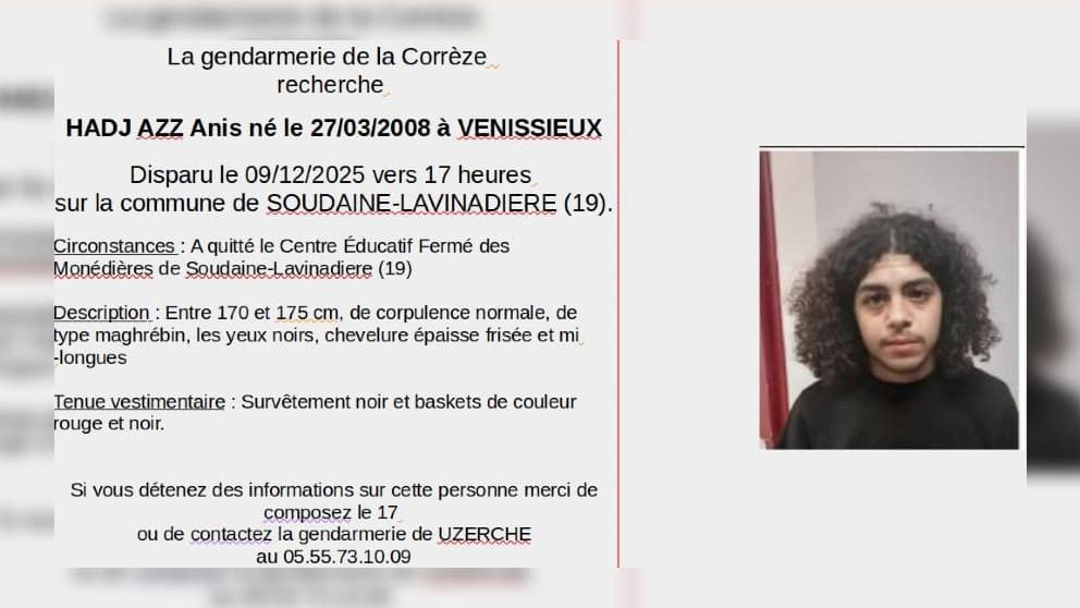 La mystérieuse disparition d'un adolescent en Corrèze inquiète la gendarmerie