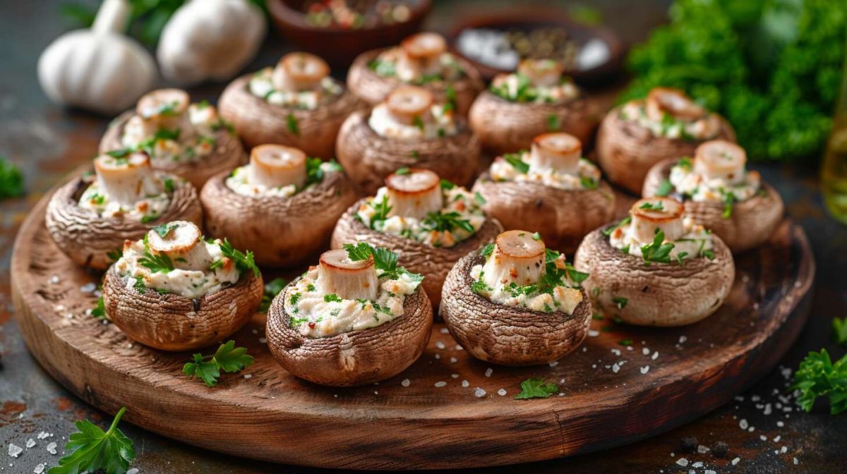 Des champignons farcis pour un apéro convivial et savoureux
