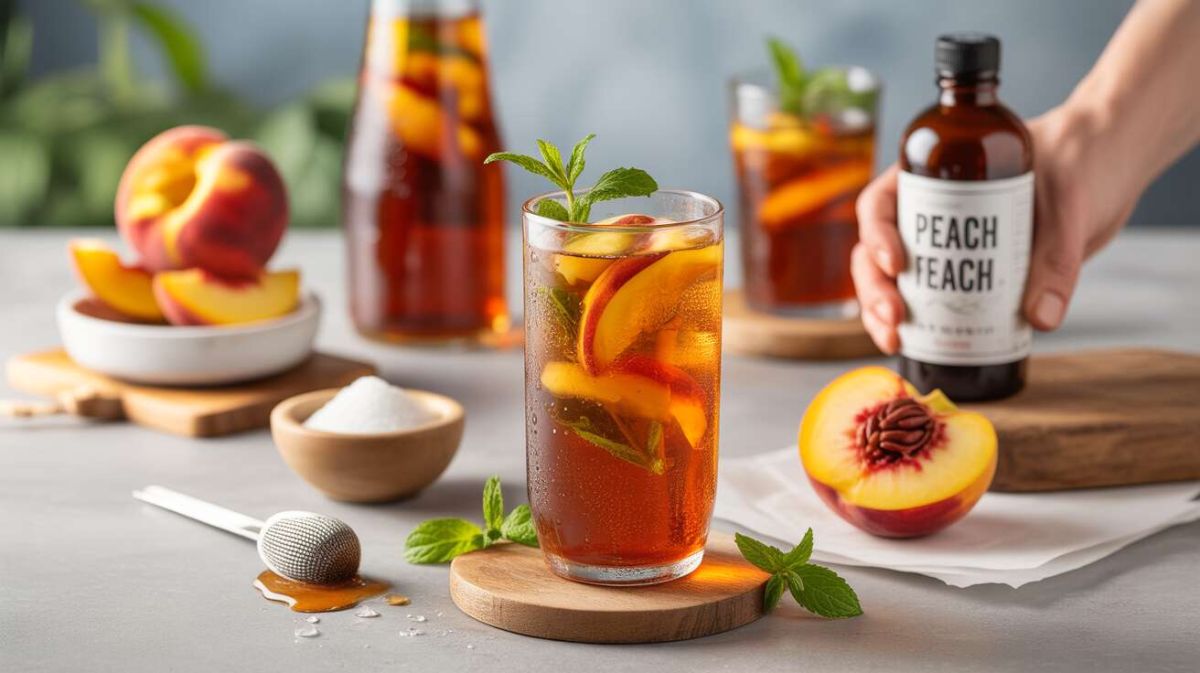 Découvrez la recette du thé glacé à la pêche pour un été rafraîchissant