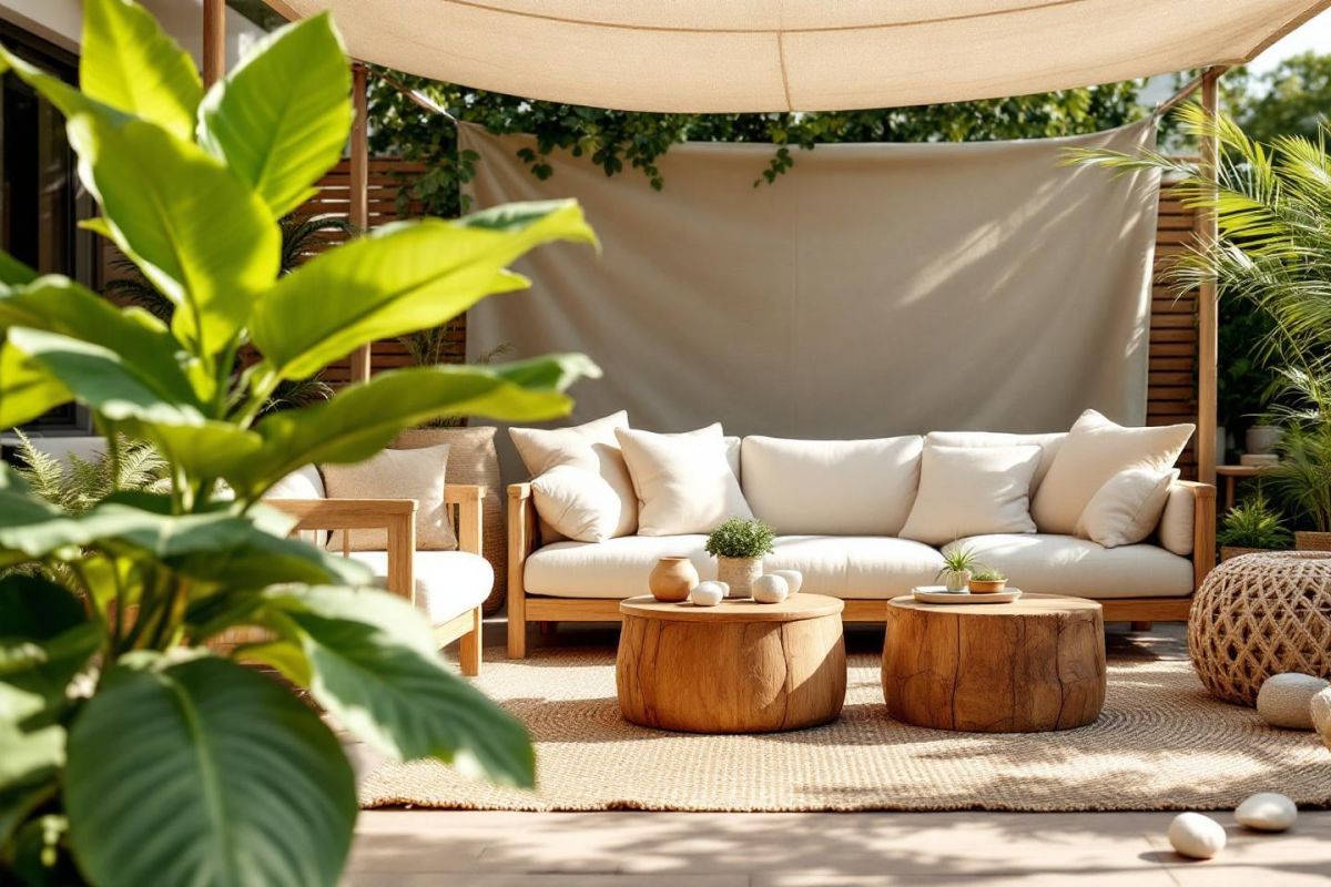 Secrets d'un salon d'extérieur chic et écolo pour l'été