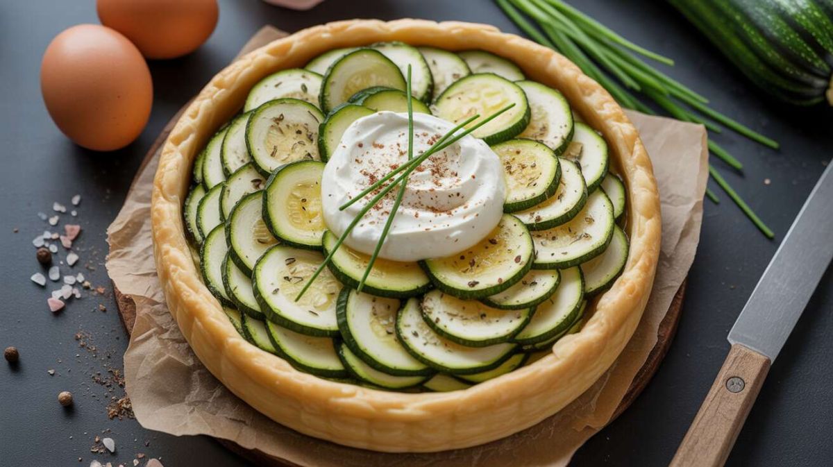 Recette de tarte courgette, chèvre et ciboulette