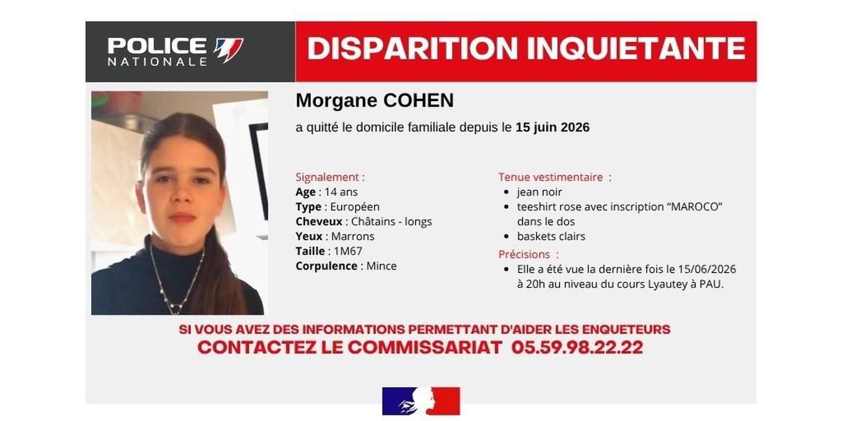 Morgane Cohen, 14 ans : une disparition inquiétante à Pau