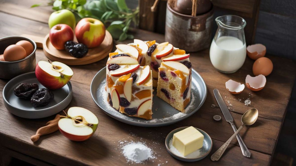 Un dessert léger : découvrez le gâteau invisible aux pommes et prunes