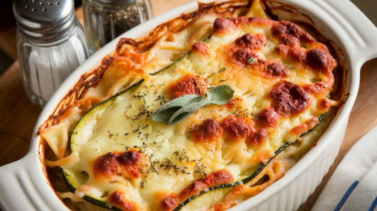 Un gratin de courgettes savoureux à la sauge et au fromage