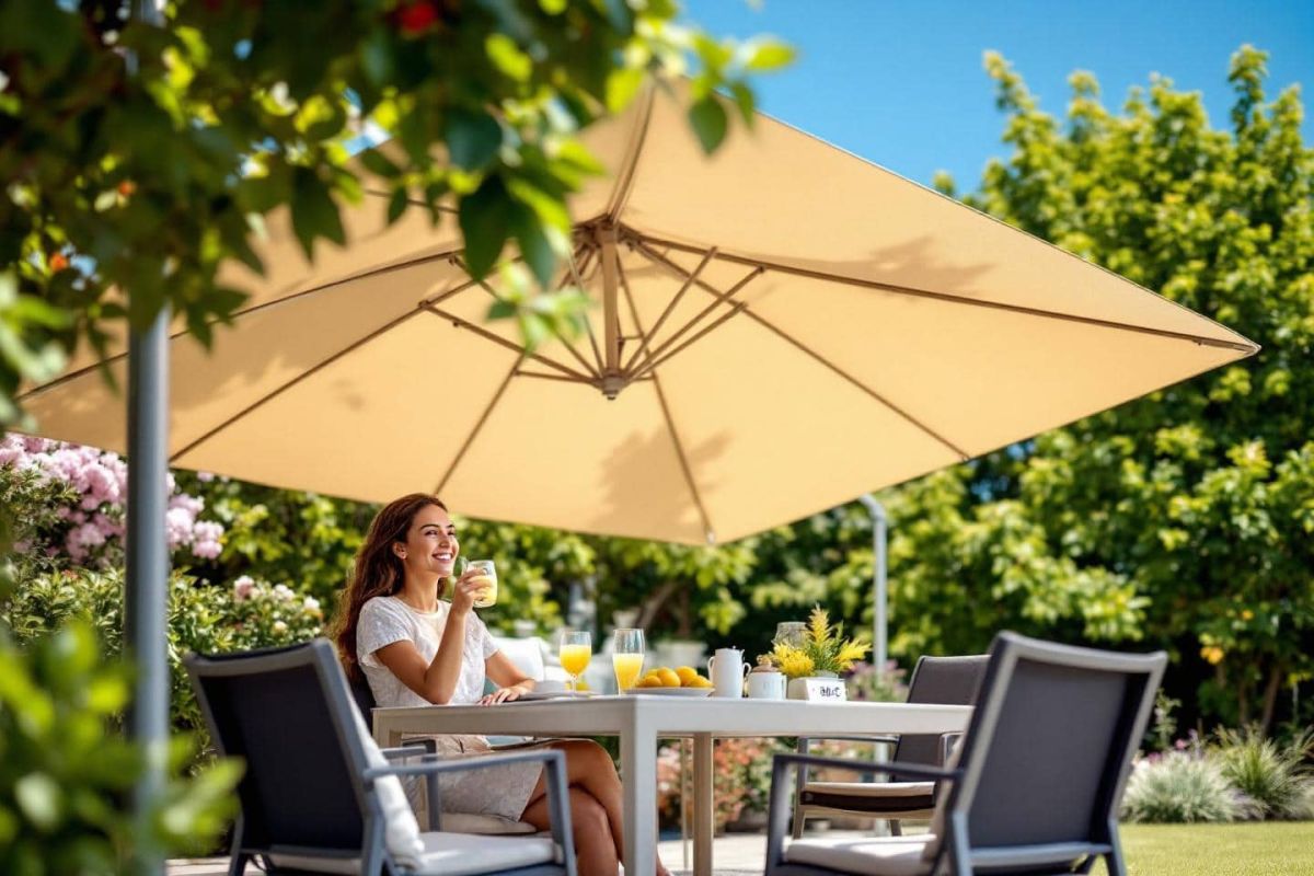 Le parasol parfait pour votre été : NATERIAL Aura à prix réduit chez Leroy Merlin